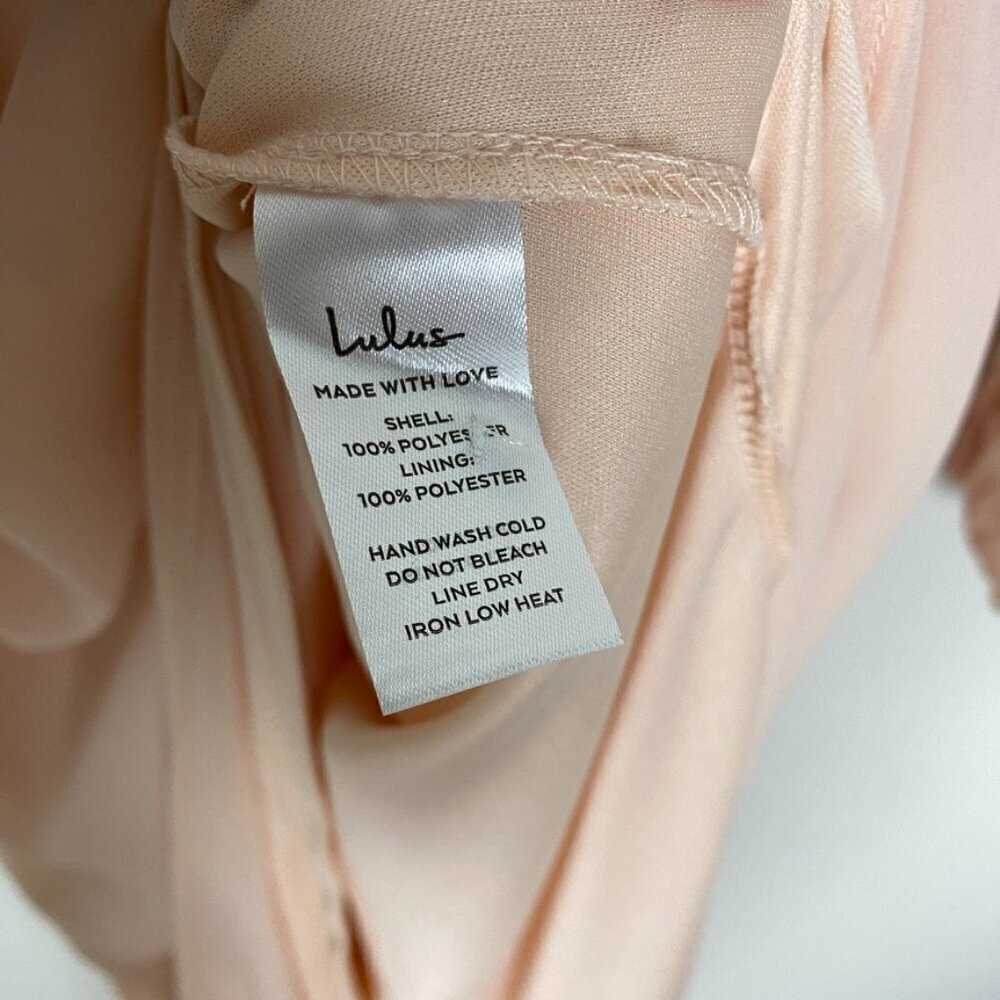 Lulus Wondrous Water Lilies Blush Pink Maxi Dress Long Sleeves Womens M Chiffon - Picture 6 of 9